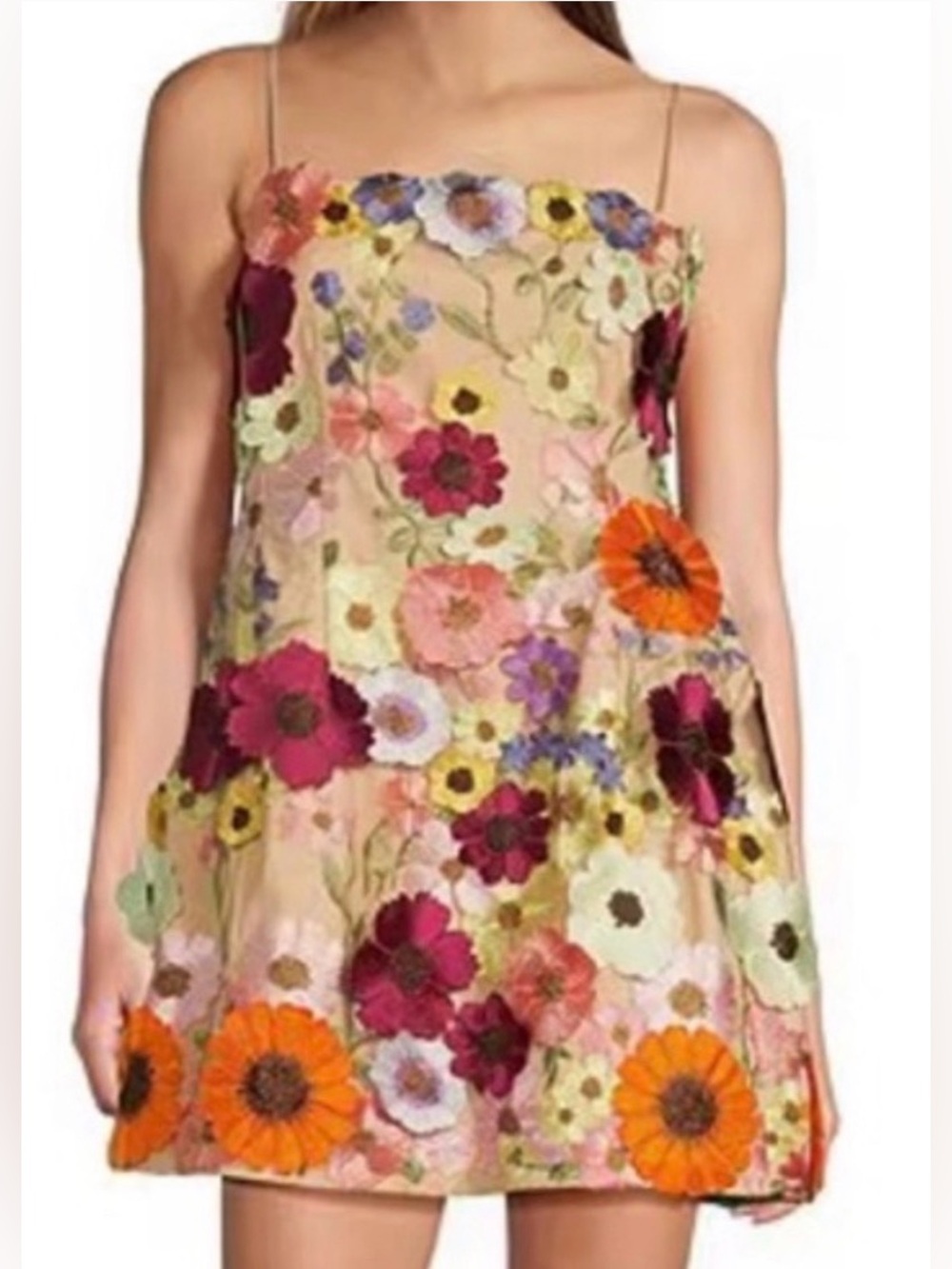 NEW Antonio Melani | Floral Applique Sheer Nude Overlay Cocktail Mini Dress 8